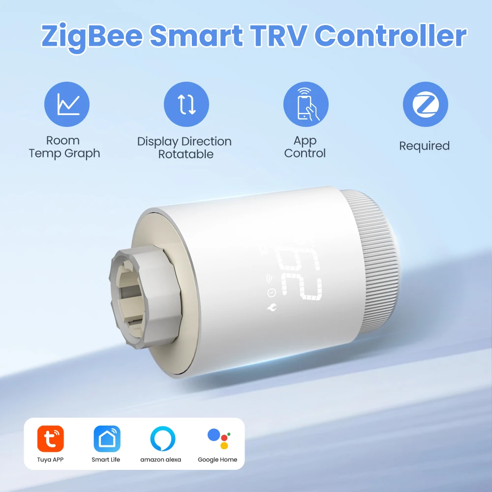 AVATTO Tuya Zigbee Programmable TRV Thermostatic Radiator Actuator Valve Room Heating Thermostat Temperature Controller