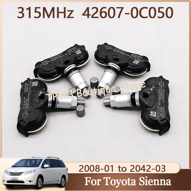 

42607-0C050 42607-08010 Car Tire Sensors System TPMS Sensor 4pcs 315MHz For Toyota Sienna Sequoia Car Accessories