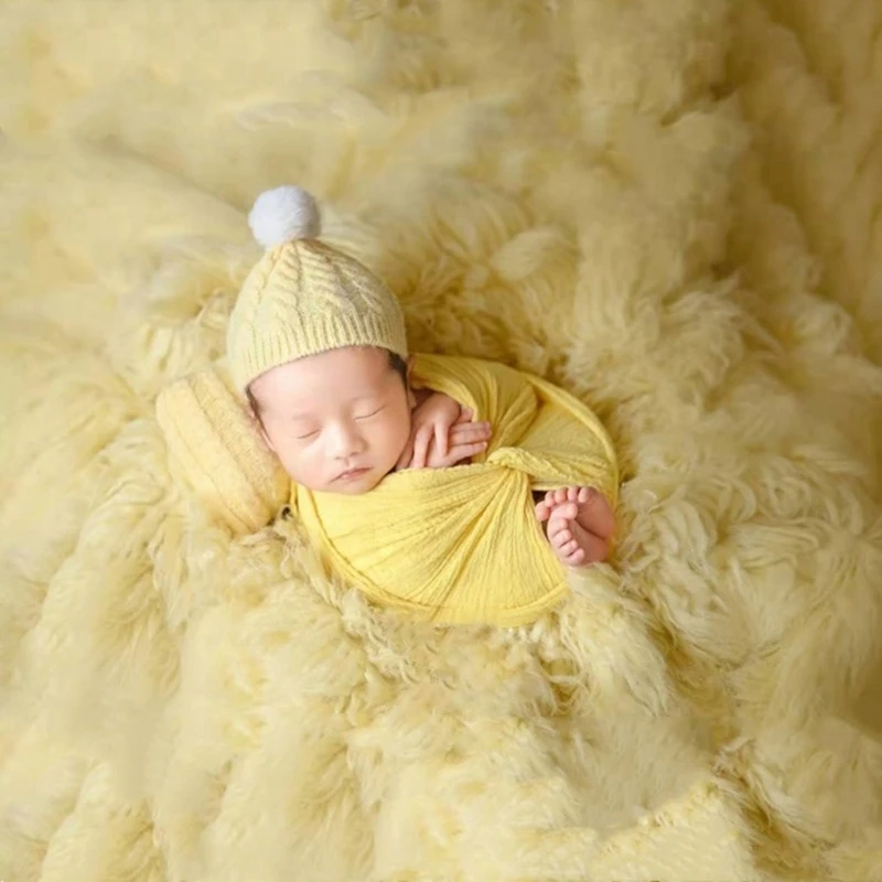 

Baby Knitting Twist Hat Pillow Set Newborn Photography Props Beanie for Head Cushion Fotografia Accessories