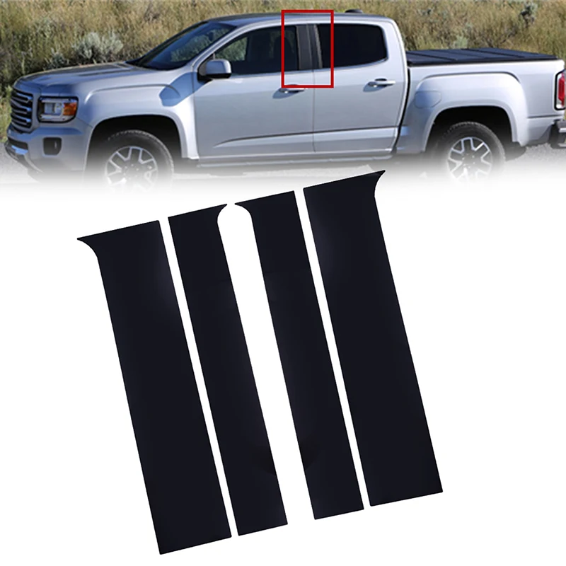 Fit For Chevrolet Colorado Crew Cab 2015-2020 2021 2022 Gloss Black Pillar Posts Window Door Trim Stickers Covers Decoration Set