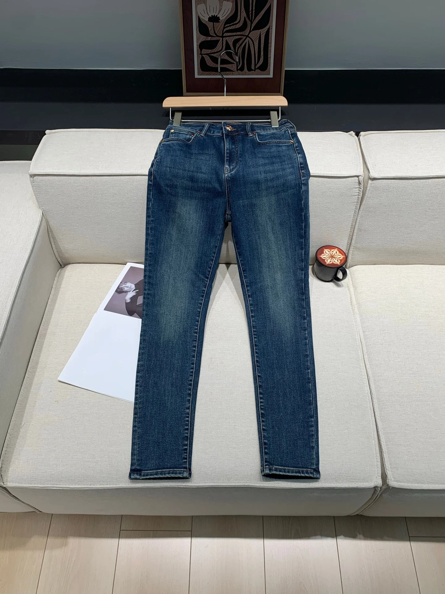 

Женские джинсы из хлопковой смеси с эластаном, с высокой талией, повседневные, облегающие, из денима