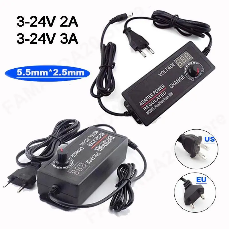 

Universal Adjustable AC 220V To DC 12V Power Supply Adapter 3V-24V 2A 3A 9V 12V 15V 18V 2A Volt Charger LedLight Strip