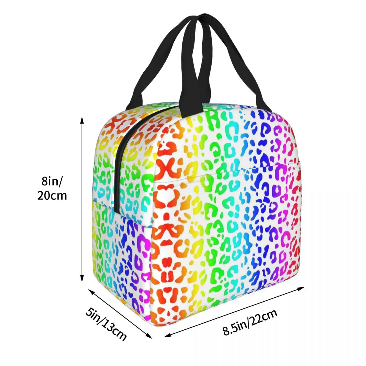 Rainbow And White Spots Leopard Print Lunch Bags Insulated Bento Box Portable Lunch Tote Resuable Picnic Bags Cooler Thermal Bag