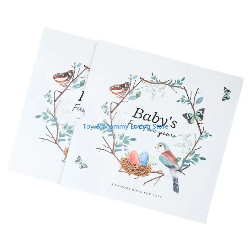 Y1QF كتاب ذاكرة الوالدين الجديد للطفل في السنة الأولى صور معالم بصمات اليد جاهزة للهدايا #2