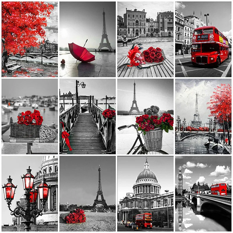 Nabi Diamond Painting Black White 5D DIY Full Square Diamond Embroidery Sale Landscape Acrylic Picture Home Decoration