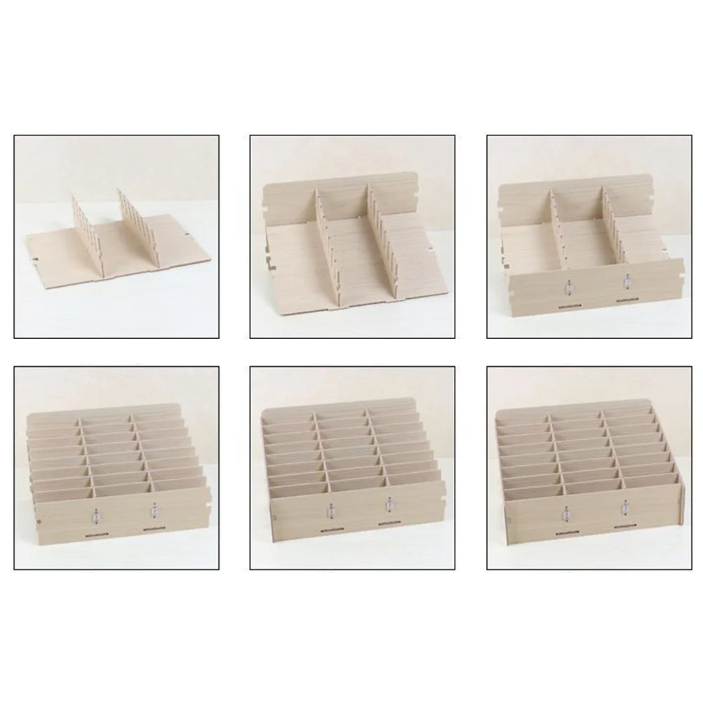 

Office Storage Box Wooden Desktop Organizer For Cell Phones Display Rack Teacher Classroom Supplies Holder Grid