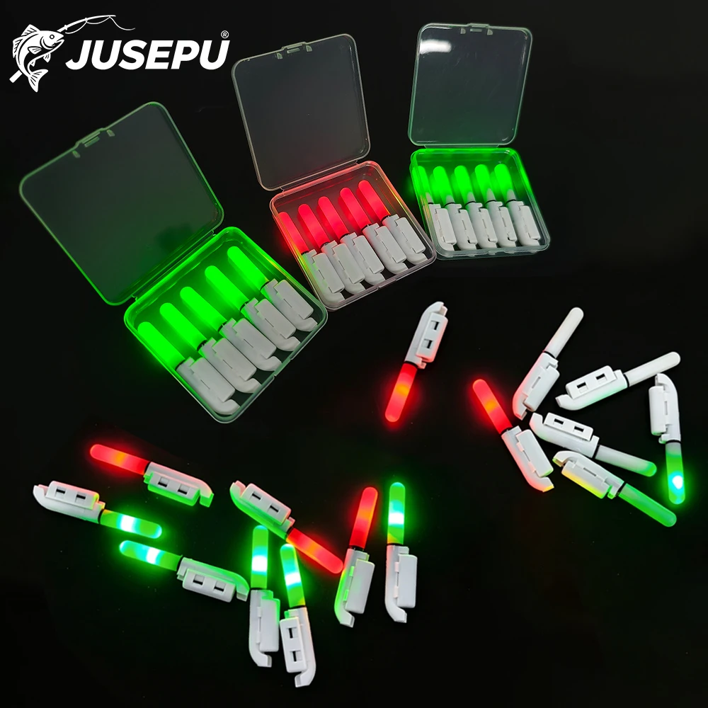 10 Peças de Luz LED para Ponta de Vara de Pesca, Bastão Luminoso para Pesca Noturna, Alarme de Picada com Clipe, Vermelho/Verde, Operado por Bateria CR425