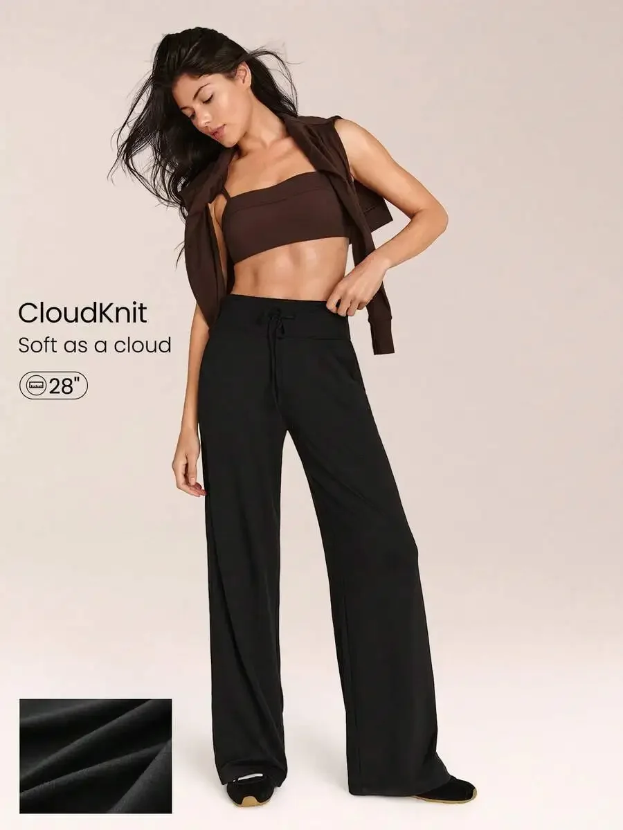 

CloudKnit Soft Lightweight Adjustable Drawstring Waist Wide Leg Joggers Casual Pants