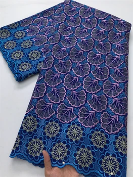 Zwitserse Voile Katoen Kant Afrikaanse Stof Stenen Nieuwste Nigeriaanse Geborduurde Kant Feestjurken Voor Naai Vrouwen Bruiloft, 2.5 yards 4116