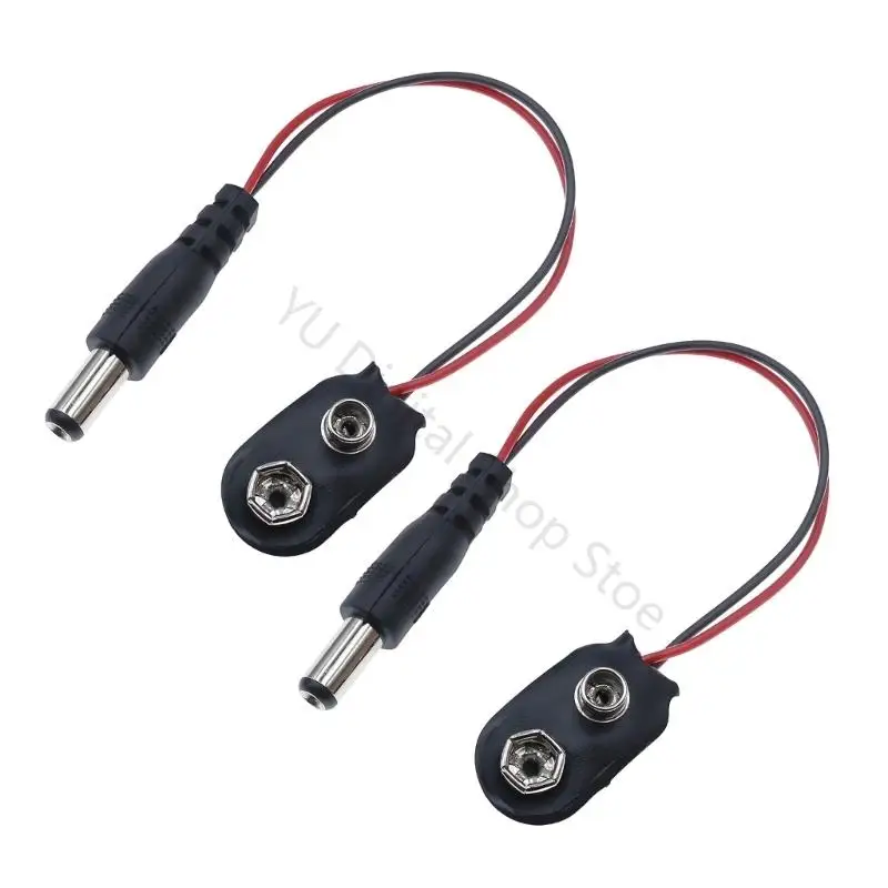 96BA 9V Battery Pigtail With Distinct Wire , 2-Contact 2 Piece I Type/T Type for Building Battery Wiring or Repairing Battery