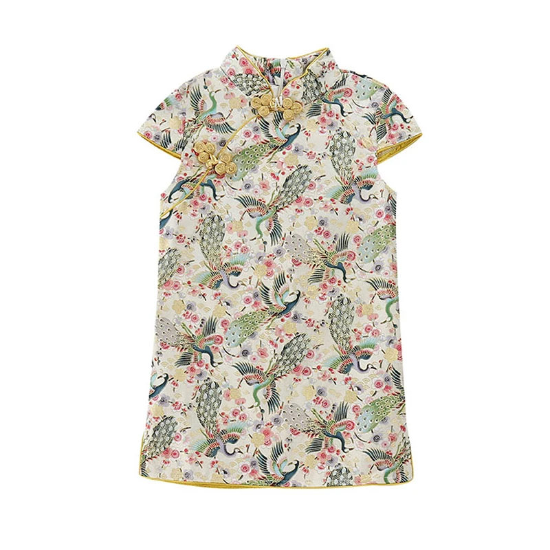 Summer Kids Girls Dresses Floral Baby Girl Dress Children Chinese Fashion Traditional Cheongsam Costume