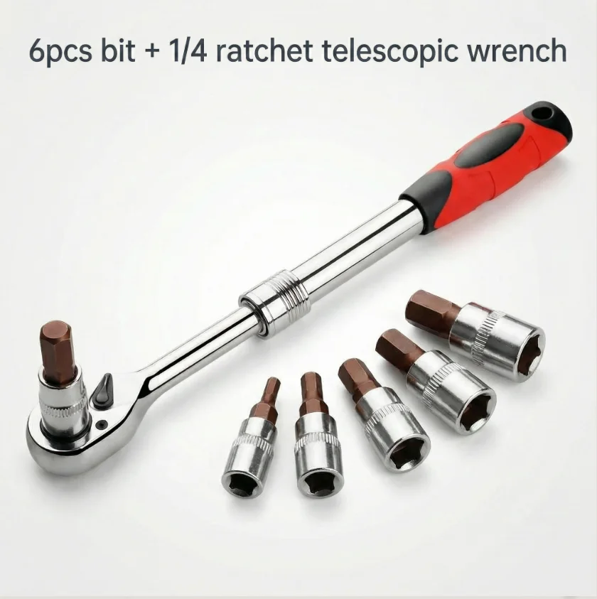 6-teiliger 1/4-Zoll-Sechskant-Bit-Steckschlüsselsatz H3-H8 aus Industrie-S2-Stahl mit hohem Drehmoment für Ratschenschlüssel & Drehmomentschlüssel-Werkzeuge – Detail 4