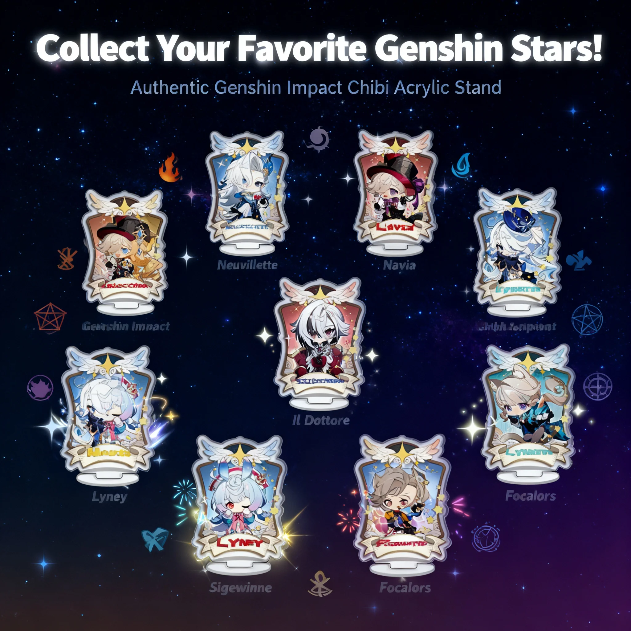 

Genshin Impact Acrylic Keychain Game Merchandise Official Stock Available Now Characters Furina Lyney Neuvillette Accessories