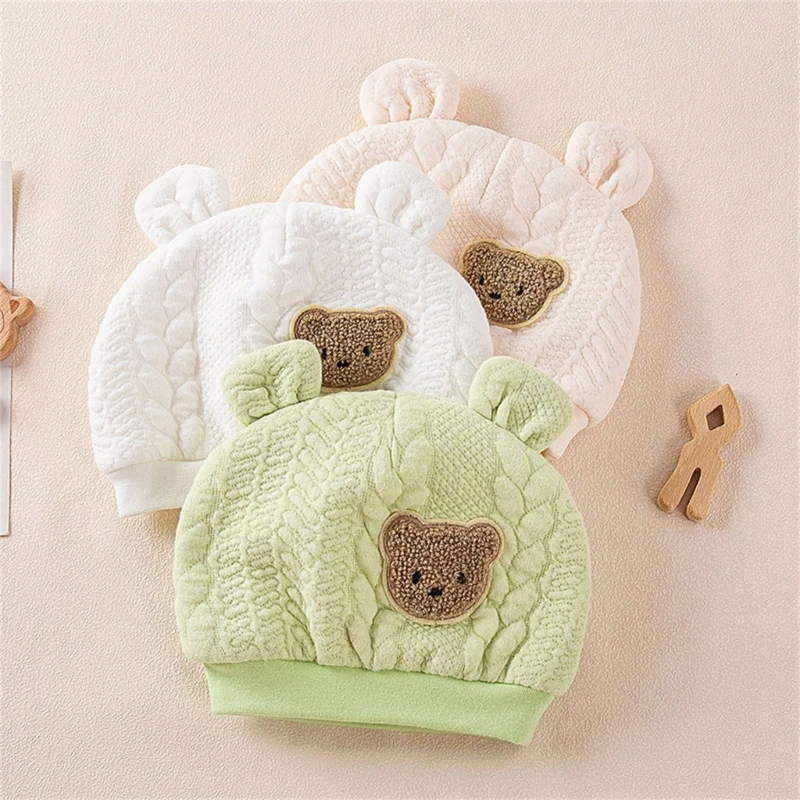 

Knitted Crochet Baby Fetal Hat Winter Thicken Newborn Hospital Beanie Cap Cartoon Bear Handmade Baby Bonnet Baby Accessories