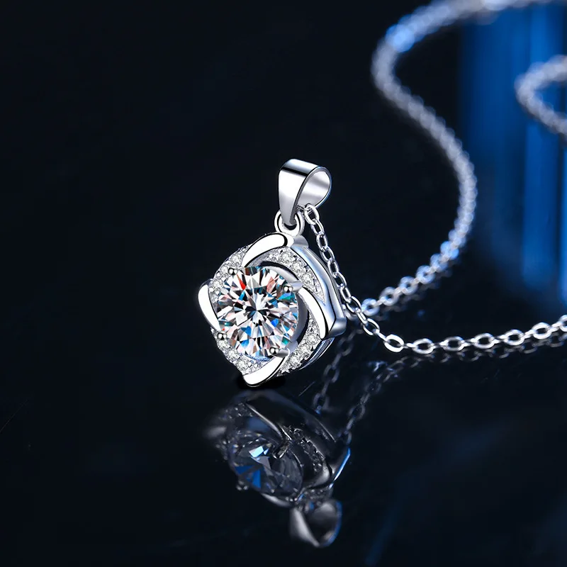 Moissanite Windmill Pendant Women's 925 Silver Necklace with GRA Certificate a Perfect Choice for Anniversary Gifts and Parties