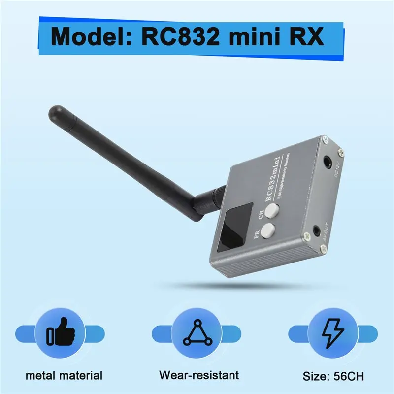 B78B-Rc832mini 4.9-5.8G 56CH High Sensitivity Receiver Wireless Receiver With A/V And Power Cable For FPV Multirotor