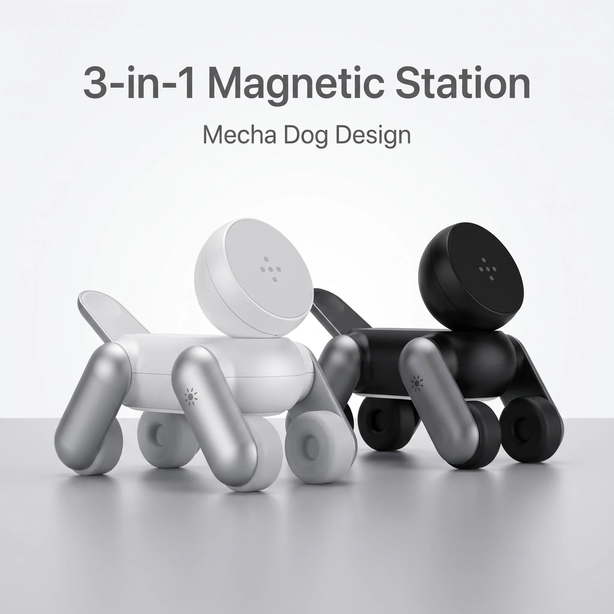2026 New Robot Dog Shape Desktop Magnetic 3 in 1 Wireless Charger, Fast Charging Station for iPhone Airpods Apple Watch
