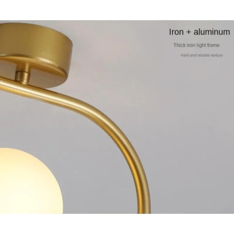 

Modern Minimalist Corridor Entrance Aisle Light Balcony Gold Black Curved Wrought Iron Ceiling Light