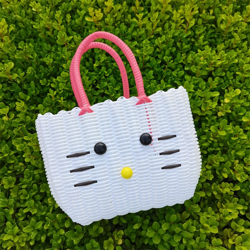 Chic and Practical Woven Storage Baskets for Girls, Trendy Handheld Bag for Casual Outings, Essential Tote for Beach and Picnic