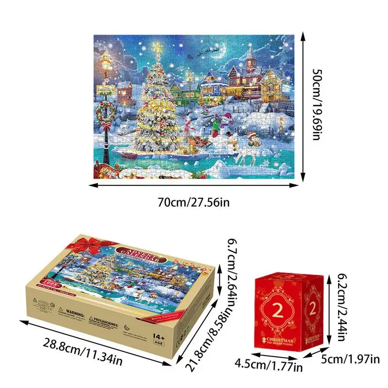 24 Days Christmas Countdown Calendar Jigsaw Puzzles Set 1008 Pieces Christmas Puzzles Advent Calendar Gift Box For Kids Adults