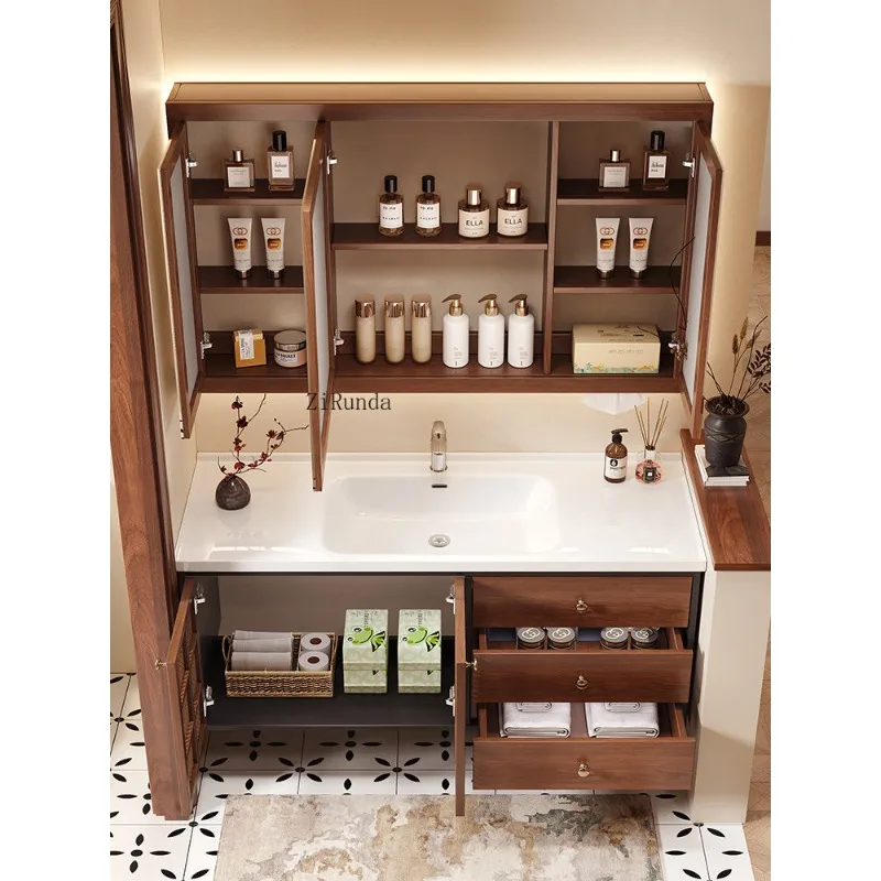 

Комбинация тумбы для ванной из ротанга с интегрированной керамической раковиной и умывальником для туалета.