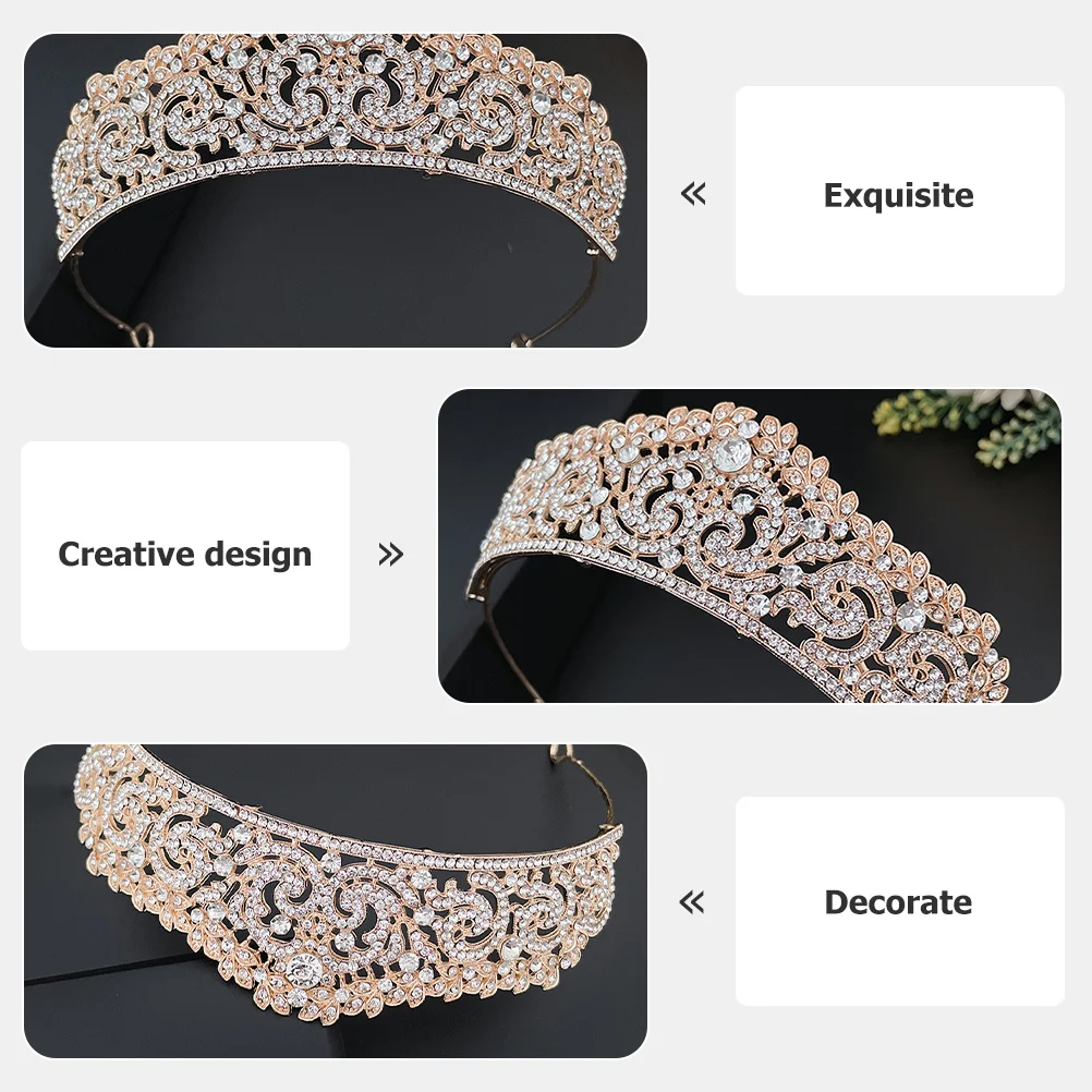 

Headdress Golden Crown Headband Decorations Crown-shaped Bride Tiara Woman Wedding for Ceremony