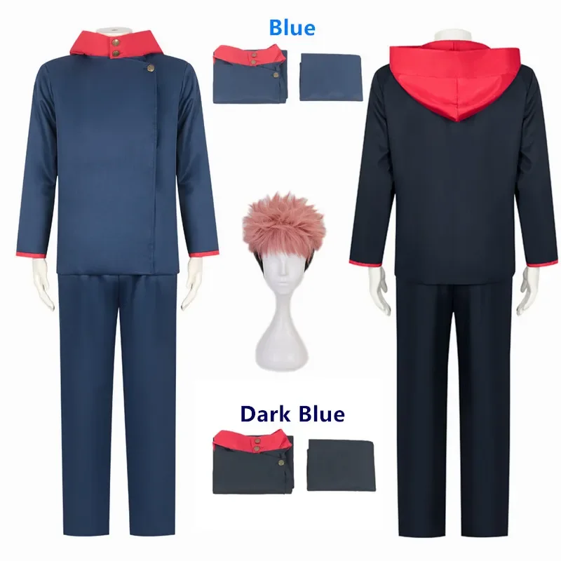 Anime Jujutsu Kaisen Itadori Yuji Cosplay Costume Wig Blue School Uniform Tokyo Jujutsu High Ryomen Sukuna Men Women Cosplay