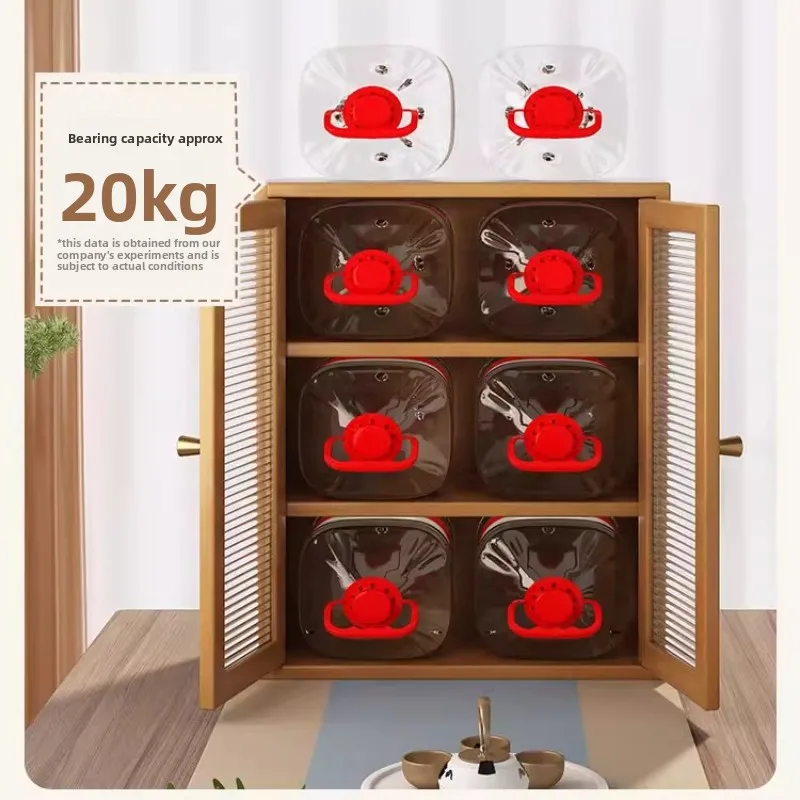 Small Desktop Storage Rack Kitchen Counter Organizer Tea Set Container Dustproof Cabinet Adjustable Dual Wheel Easy Move Design