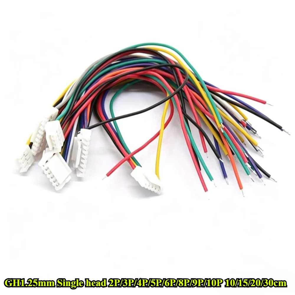 GH1.25mm Single Head With Lock Buckle 2P/3P/4P/5P/6P/8P/9P/10P Pin Terminal Wire Length 10/15/20/30CM Electronic Wire Connector