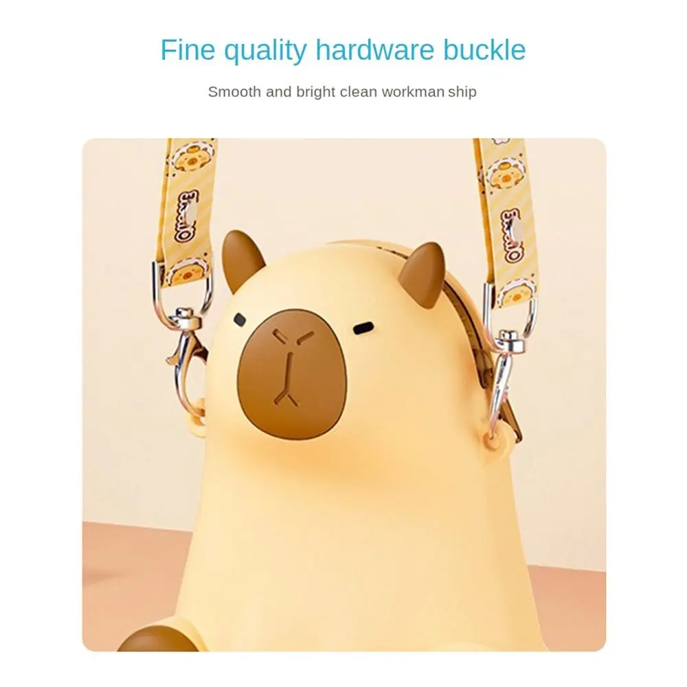 Trendy Cartoon Capybara Coin Purse Sitting Posture Silicone Shoulder Bag 3D Crossbody Bag Children