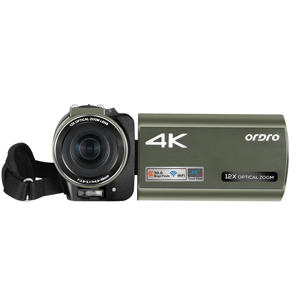 ORDRO AX60 Live Stream Digital Camera 4K Camcorder 12X Optical Zoom 3.5 inch IPS Touchscreen for YouTube Facebook Videos