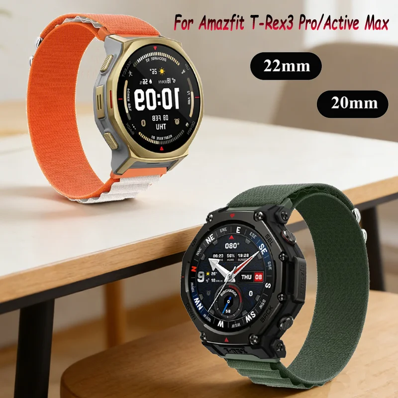 22 mm 20 mm alpines Nylonarmband für Amazfit T-Rex3 Pro/Active Max-2, quadratisch, bequemes Armband für Amazfit Balance 2-1 Zubehör