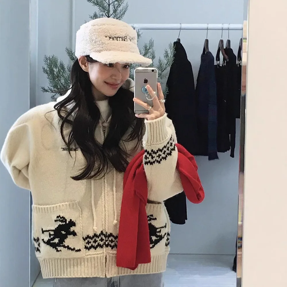 Loose Knitted Woolen Cardigan Hooded Open Front Full eepskin Autumn Collection Comfortable Warm Casual Sle Women's Jaet