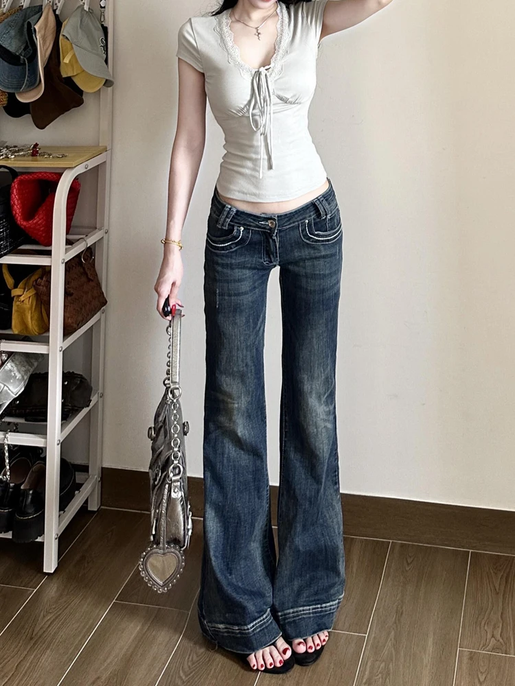 

Low Waist Bell Bottom Denim Jeans Women's Slim Fit Elastic Sexy American Style Summer New Fashion Jeans Pants