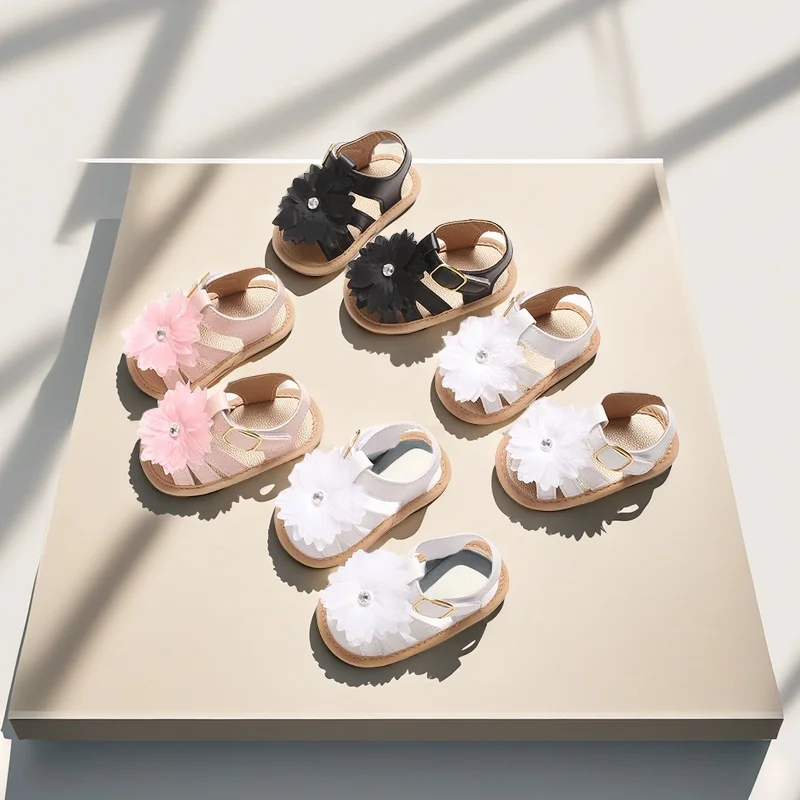 

Sweet 0-18M Baby Cute Flower Dew Toe Preschool Летние сандалии принцессы Повседневные женские нескользящие туфли с мягкой резиновой подошвой