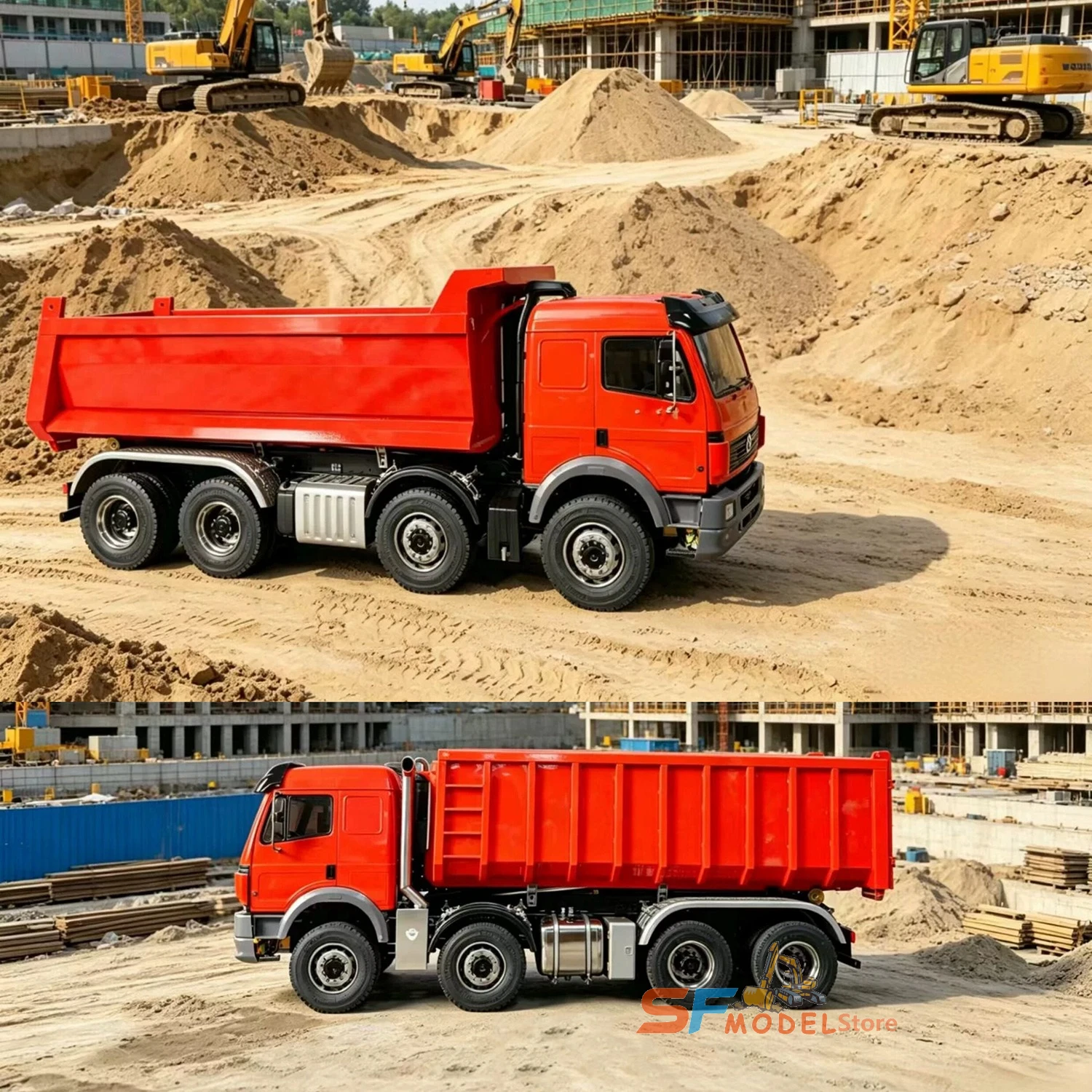 8x8 RC Truck 1/14 Metal Hydraulic Roll-on Dump Truck Metal Model with Lighting and Sound System Remote Control Cars Adults