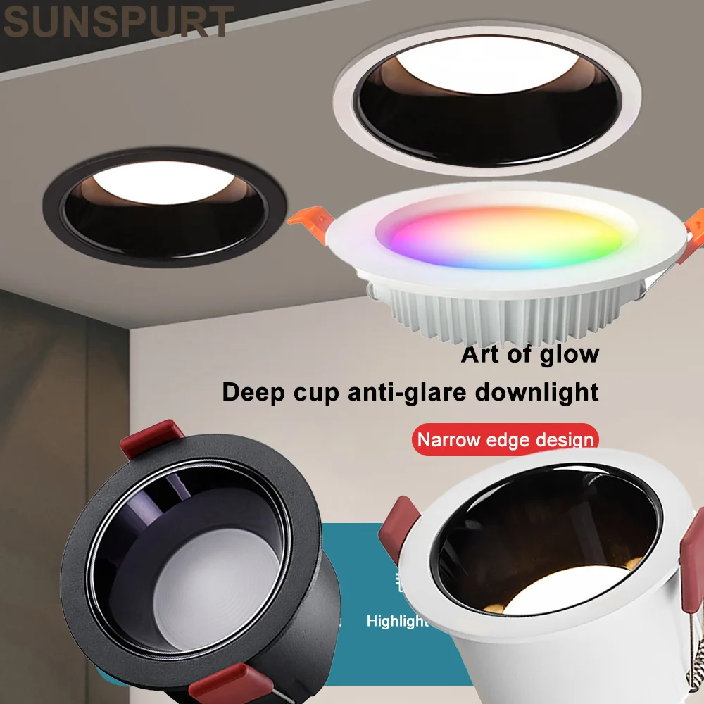 

ZigBee3.0 GLEDOPTO 12 Вт RGBCCT Светодиодный умный потолочный светильник Встраиваемый голосовой светильник Alexa Echo Пульт дистанционного управления ZigBee2mqtt Conbee SmartThing