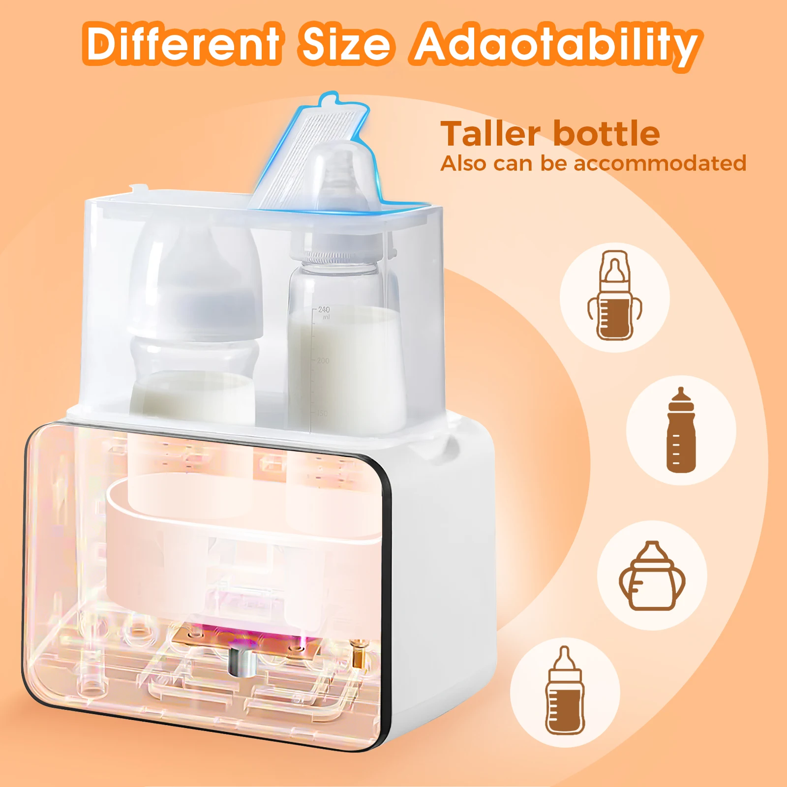 9 in 1 Milk Warmer Dual Bottle Multi-Function Steriliser LCD Display Nightlight Temperature Control Food Defrosting/Warming