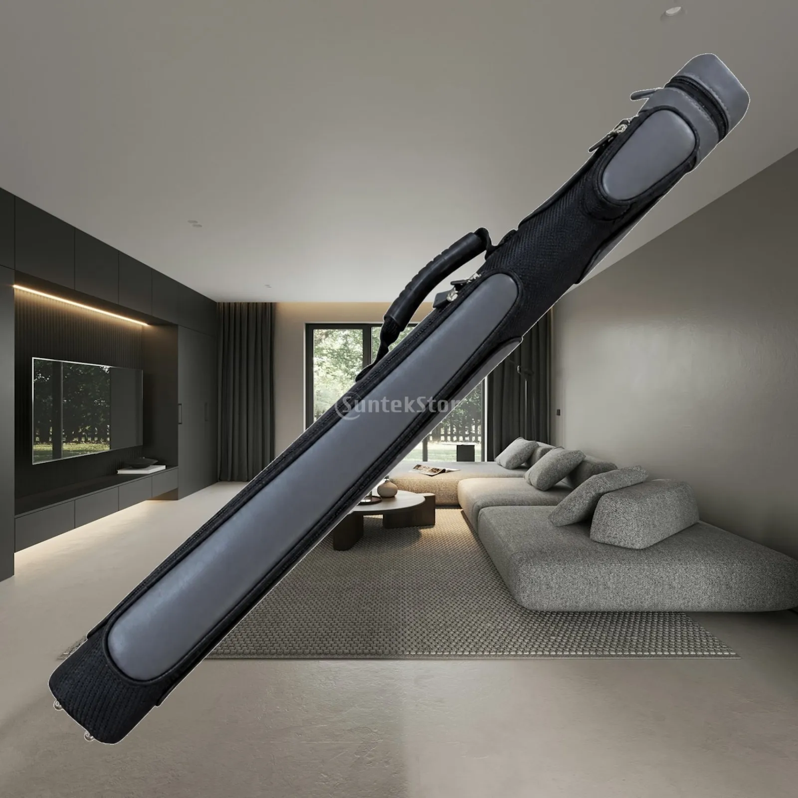 Cylinder Billiard Cue Case for Men Double Pocket Pool Stick Bag Water Resistant Handle for Golf Bag Double Layer