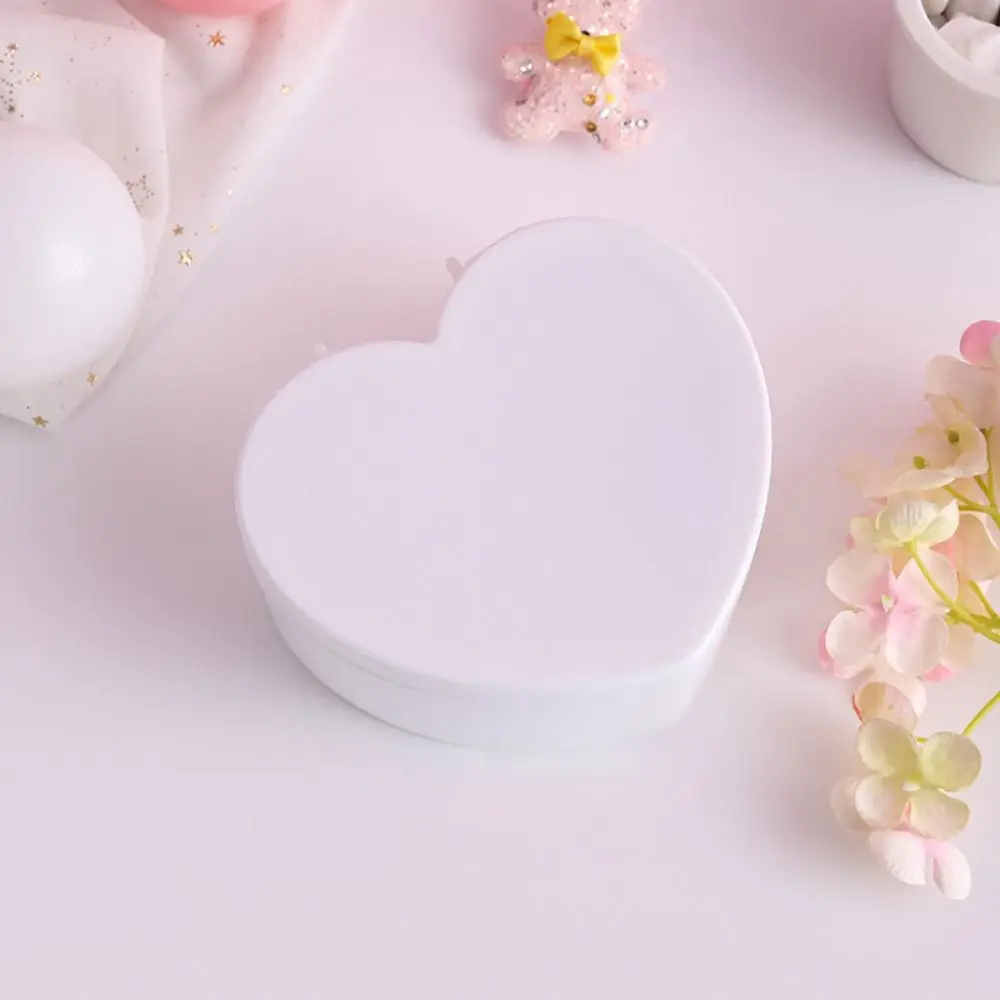 Fashion With Mirror Heart-shaped Jewelry Box Cute Two-layer Desktop Storage Box Cartoon Girls Makeup Storage Box Desk