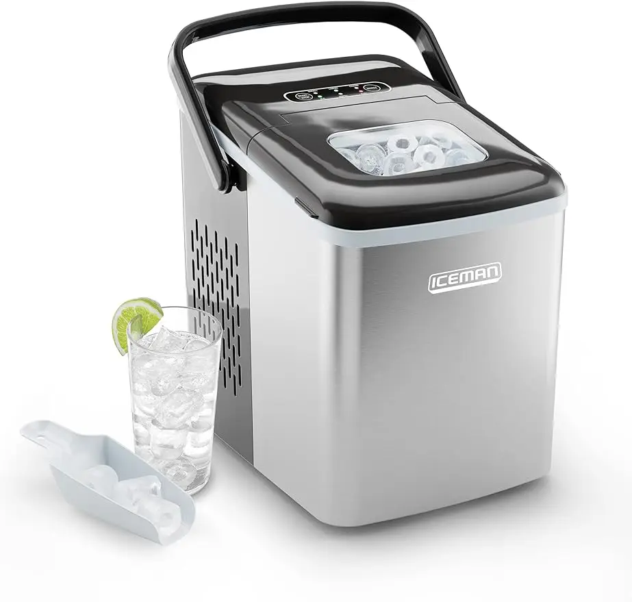 

Countertop Ice Maker Machine 2 Cube Sizes in 6 Mins,Holds1.3 lb.of Ice Makes up to 26 lb in 24 Hours,Self-Cleaning