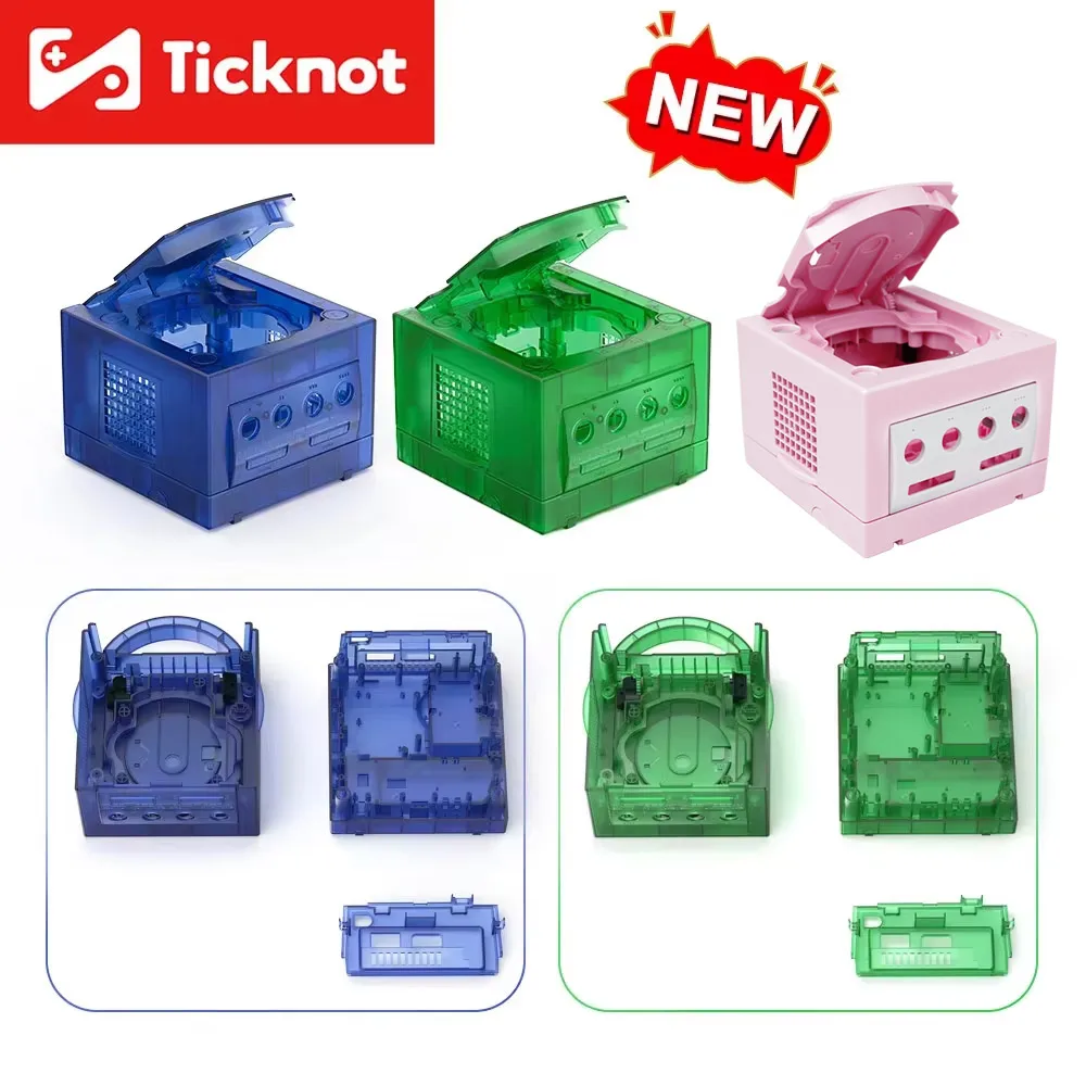 TicKnot Latest Clear Drank Geen&Blue Replacement Case For Nintendo Gamecube Shell Protective Cover Box For NGC Game Console