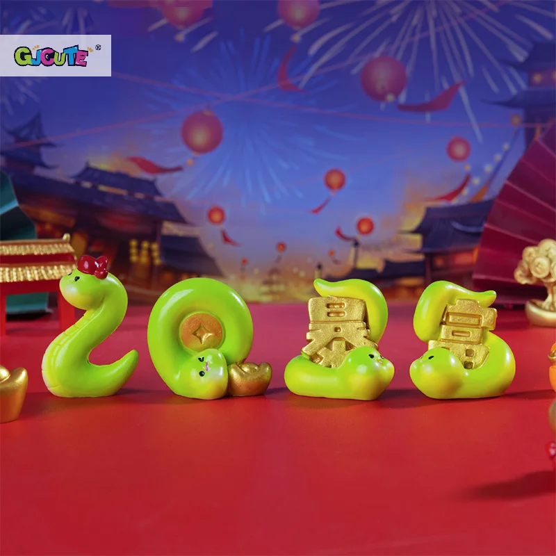 2025 Year Of The Snake Mini Ornament New Year's Lucky Zodiac Snake Figurine Micro Landscape Home Car Decoration