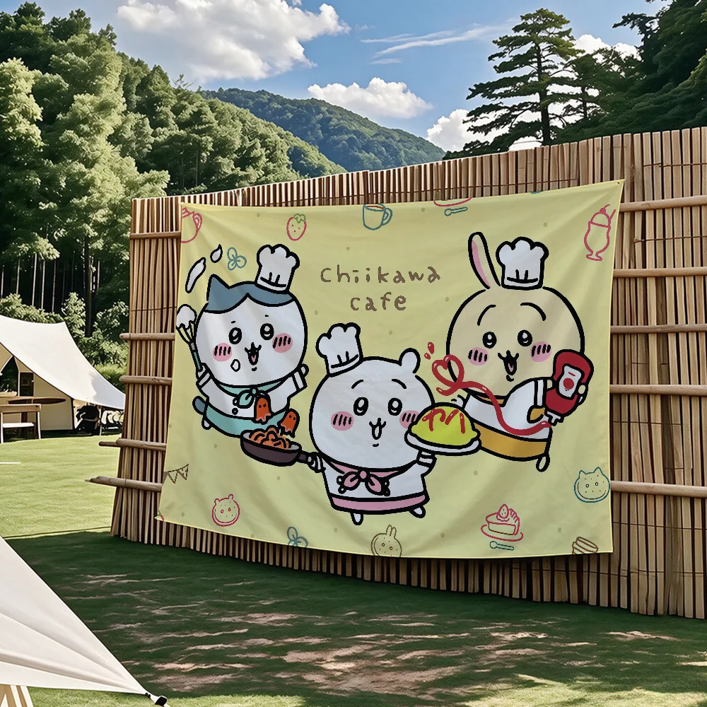 C-Chiikawa Geburtstagsflagge Wandteppiche für Partys im Freien, Schlafzimmer, Wohnzimmer, Studentenzimmer, Wanddekoration, Banner, Geschenke – Detail 11