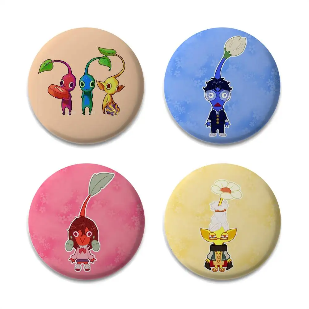 

Cartoon Cute P-PikminS Badges Round Exquisite Badge Brooches Creative Pins For Clothes Hat Backpack Gift Accessories