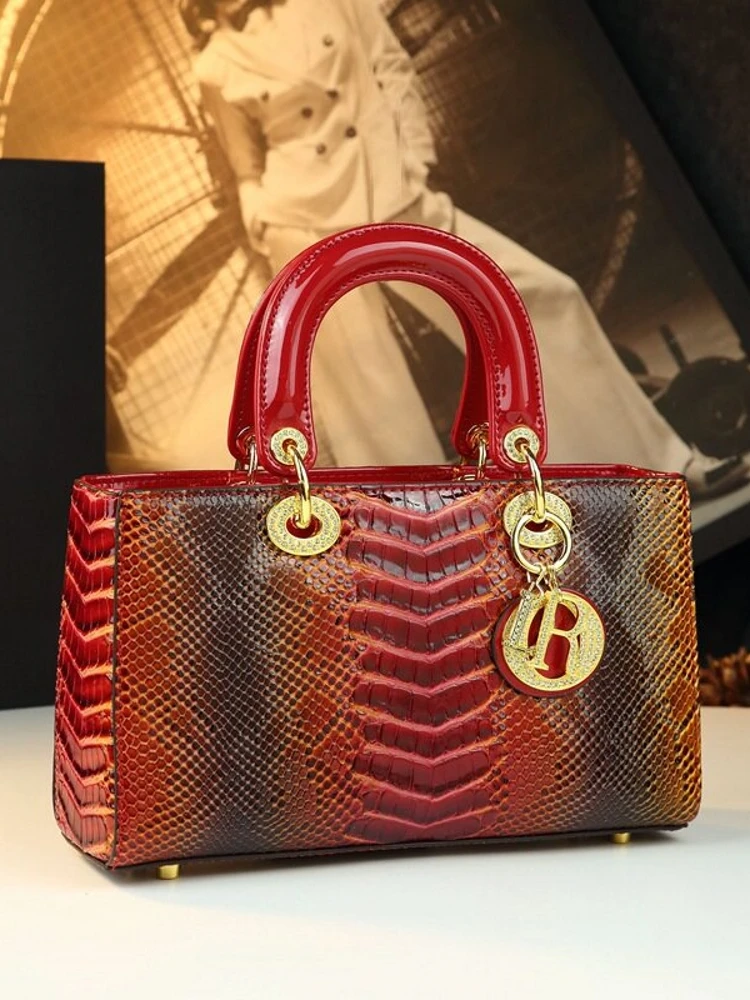 Rare Leather Duchess Bag Women's 2026 New High-End Snake Skin Pattern Handbag Single Shoulder Crossbody Bag Luxury Sensation