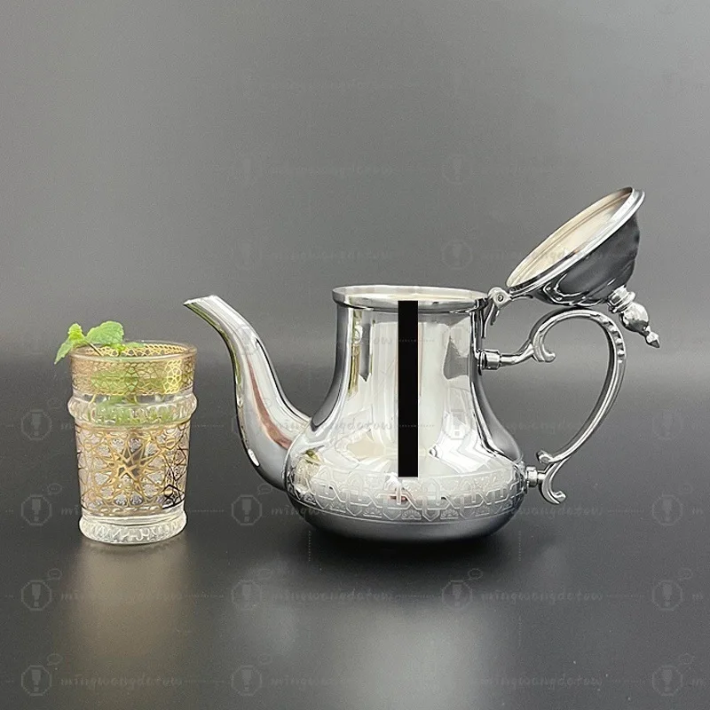 

Carved Pattern Stainless Steel Tea Pot, Restaurant Home Camping Mini Boiling Water Kettle
