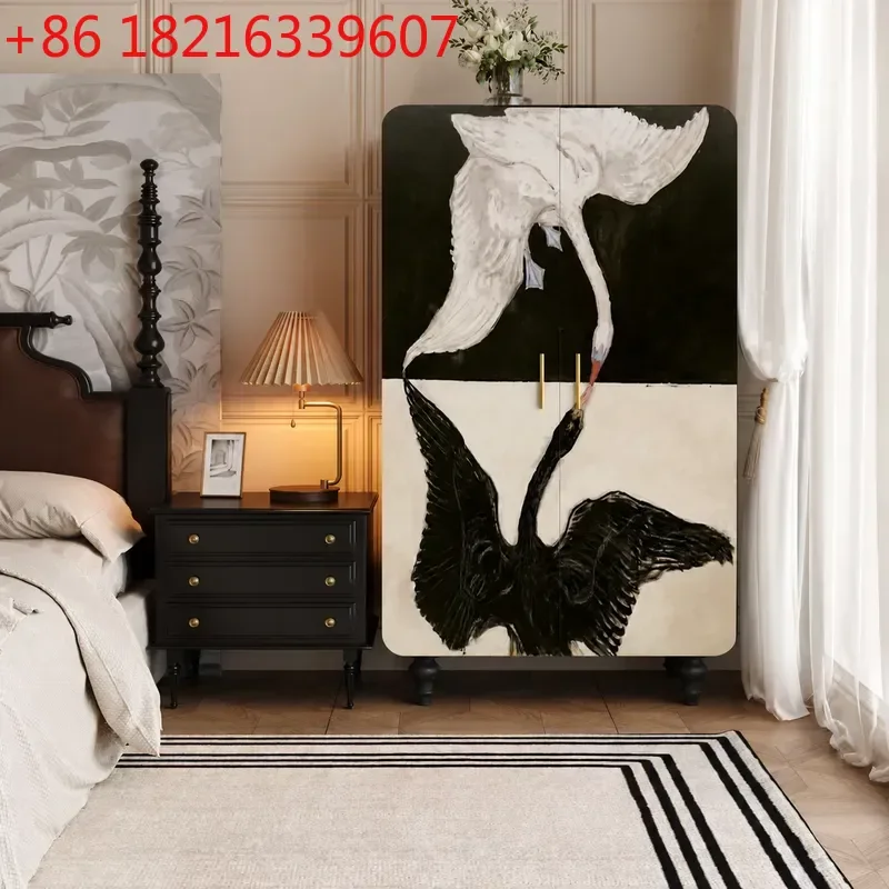 YAORetro Wardrobe Large Capacity Storage Hanging Clothes Cabinet Free Installation Solid Wood Painted Storage Locker for Bedroom