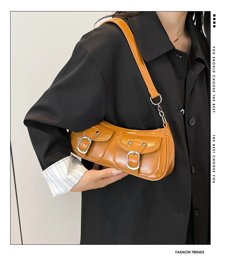 

Single shoulder women's bag, vintage niche underarm bag, women's small square bag, autumn and winter baguette bag