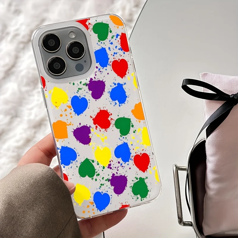 Rainbow Splashing Ink Love Phone Case For Samsung Galaxy S25 S23 Plus S26 S24 Ultra A56 A36 A55 A57 A36 A17 A27 Plating PC Cover